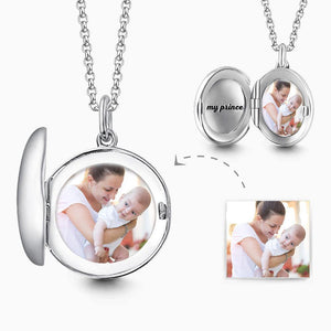 Custom Engraved Locket Necklace With Picture Inside Round Silver Best Gift Choice