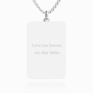 Custom Photo Necklace Engraved Rectangle Photo Necklace Silver For Father