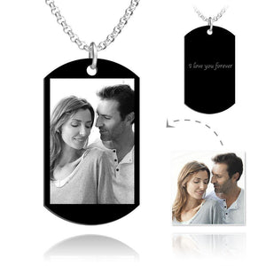 Gifts For Dad Custom Men's Engraved Stainless Steel Photo Necklace