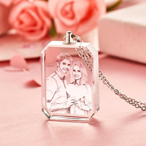 Photo Laser Necklace Heart Tag Pendant Necklace With Picture Etched Crystal Necklace Best Gift for Father