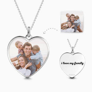 Custom Photo Heart Tag Necklace Engraved Pendant Father’s Day Gifts