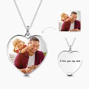 Custom Photo Heart Tag Necklace Engraved Pendant Father’s Day Gifts