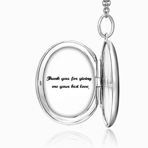 Locket With Picture Inside Photo Locket Necklace With Engraving Oval  Platinum Plated