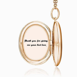 Personalised Photo Necklace Picture Locket Necklace Engraving Locket Oval Rose Gold Plated Best Gift For Him