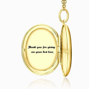 Photo Locket Necklace With Picture Inside Oval Jewelry With Engraving 14k Gold Plated Fast Shipping