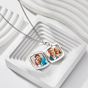 Custom Locket Photo Necklace Personalized Engraved Memorial Picture Pendant Gift For Him