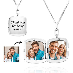 Custom Locket Photo Necklace Personalized Engraved Memorial Picture Pendant Gift For Him