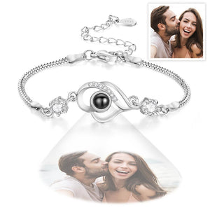 Gifts For Her Custom Photo Bracelet Overlapped Hearts Projection Bracelet Gift for Love