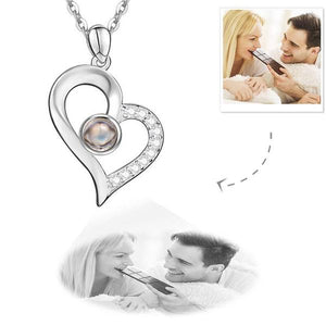 Personalised Projection Heart Photo Necklace Silver Mother's Gifts
