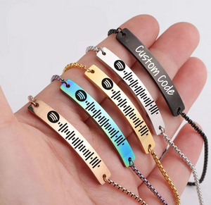 Spotify Code Music Bracelet Stainless Steel Custom Music Bracelet Silver-Spotify Gift For Mom