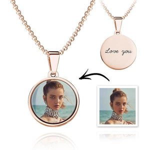 Picture Necklace Photo Engraved Necklace Custom Picture Pendant Double Sided Gift For Girlfriend