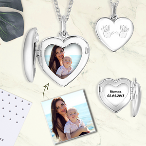 Picture Locket Necklace Photo Necklace Custom Heart Engraved Pendant Women's Necklace Locket With Picture Inside