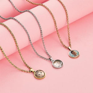 Picture Necklace Photo Engraved Necklace Custom Picture Pendant Double Sided Gift For Girlfriend