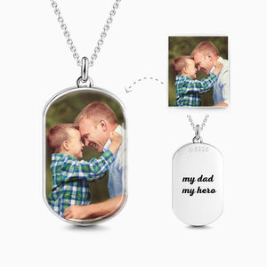 Personalised Engraved Jewelry Custom Engraved Oval Photo Necklace Silver