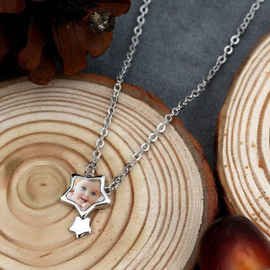Stars Photo Necklace Silver