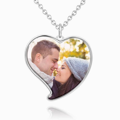 Heart Photo Necklace Platinum Plated Silver