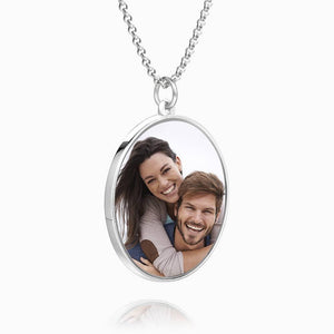 Sliver Round Photo Engraved Pendant