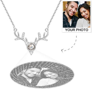 Personalized Projection 100 Languages Says I Love You Photo Engraved Necklace Silver Christmas Gifts