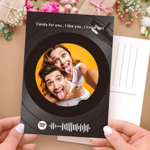 Custom Spotify Code Music Greeting Cards Vinyl Record Style Gift For Boyfriend
