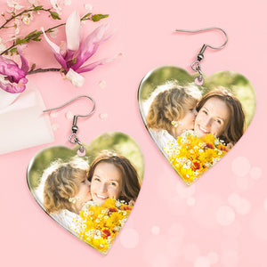 Custom Photo Earrings Acrylic Earrings Personalized Heart Earrings Gift For Mother's Day For Women