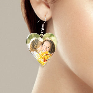 Custom Photo Earrings Acrylic Earrings Personalized Heart Earrings Gift For Mother's Day For Women