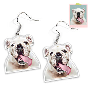 Custom Pet Photo Earrings Cat Dog Earrings Comics Earrings Personalized Dangle Earrings For Her