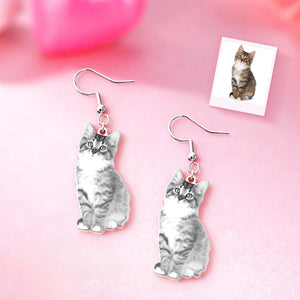 Custom Pet Photo Earrings Cat Dog Earrings Personalized Dangle Earrings for Her