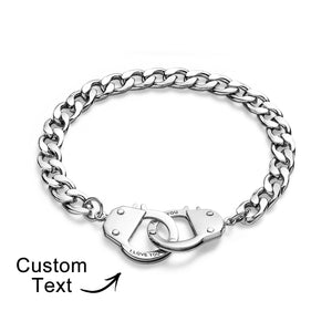 Handcuffs Engraved Bracelet Personalized Unique Shackle Chain Bracelet For Couples