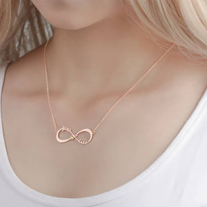 Name Necklace with Birthstone Infinity Necklace Rose Gold Plated