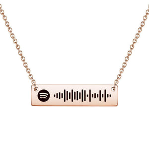 Personalized Bar Necklace Spotify Code Necklace Custom Music Spotify Scan Code Stainless Steel Necklace Gift