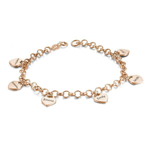 Engraved Bracelet, Name Bracelet with Heart Rose Gold Plated