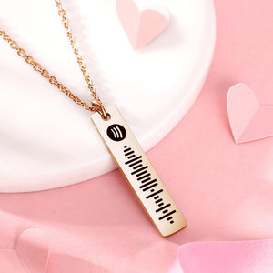 Personalized Bar Necklace Spotify Code Necklace Custom Music Spotify Scan Code Stainless Steel Necklace Rose Gold
