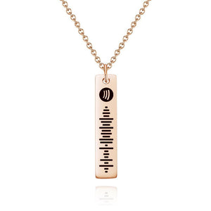Personalized Bar Necklace Spotify Code Necklace Custom Music Spotify Scan Code Stainless Steel Necklace Rose Gold