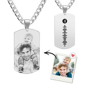 Scannable Spotify Code Necklace Tag Engraved Necklace Gifts for Boyfriend/Husband