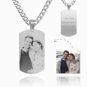 Men's Stainless Steel Photo Engraved Photo Pendant For Graduation