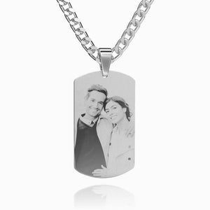 Photo In Necklace Photo Engraved Pendant Men's Stainless Steel Jewelry Personalized Gifts For Him