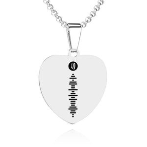 Scannable Spotify Code Necklace Engraved Heart Tag Necklace Custom Music Song Necklace Gifts for Girlfriend