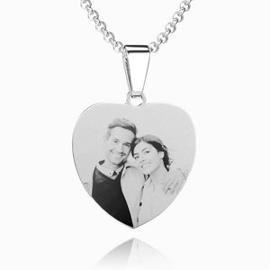 Your Photo Necklace Photo Engraved Heart Necklace Women's Stainless Steel Pendant Anniversary Gift For Her