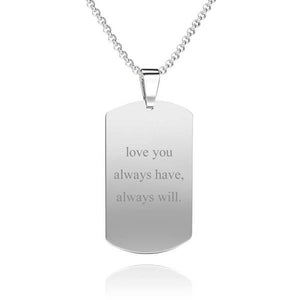 Women'S Photo Engraved Tag Necklace With Engraving Stainless Steel
