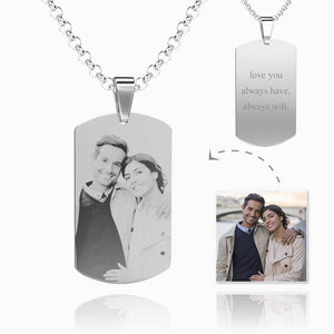 Women's Stainless Steel Photo Dog Tag Engraved Photo Pendant Personalized Picture Necklace
