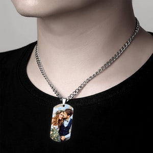 Personalized Music Spotify Scan Code Photo Necklace Stainless Steel Pendant