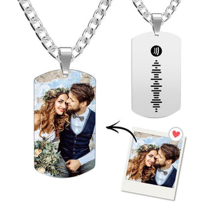 Scannable Spotify Code Necklace Tag Engraved Necklace Gifts for Him