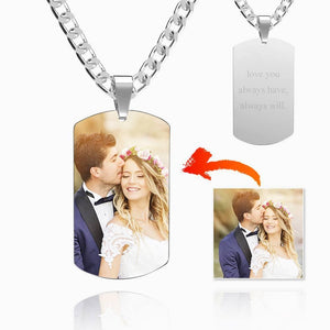 Personalised Photo Necklace Jewelry With Picture Inside With Engraved Name Men's Stainless Steel