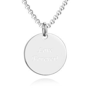 Unisex Heart Shape Photo Engraved Tag Necklace with Engraving Stainless Steel