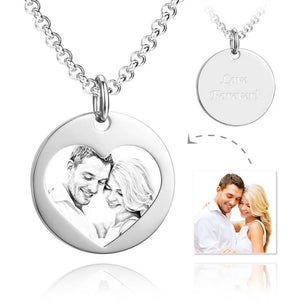 Unisex Photo Engraved Tag Love Necklace with Engraving Stainless Steel