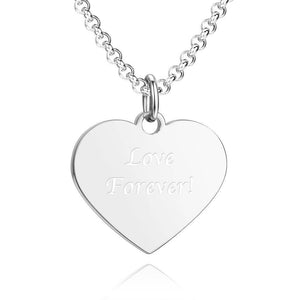 Unisex Heart-shaped Photo Engraved Tag Necklace with Engraving Stainless Steel - Colorful
