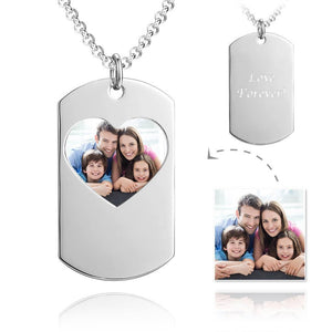 Unisex Photo Engraved Tag Necklace with Engraving Stainless Steel - Colorful