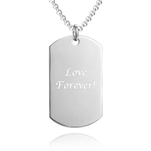 Unisex Photo Engraved Tag Necklace with Engraving Stainless Steel