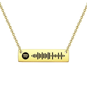 Scannable Spotify Code Bar Necklace Engraved Necklace Golden Gifts for Her 50cm+5cm
