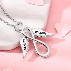 Custom Name Necklace Infinity Wings Necklace Personalized Gift